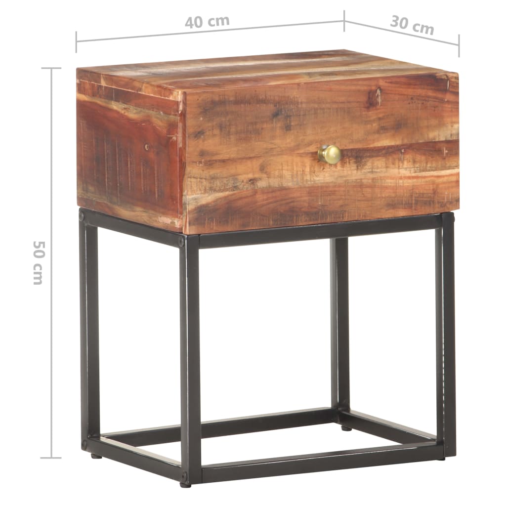 Nachttisch 40x30x50 cm Raues Akazienholz