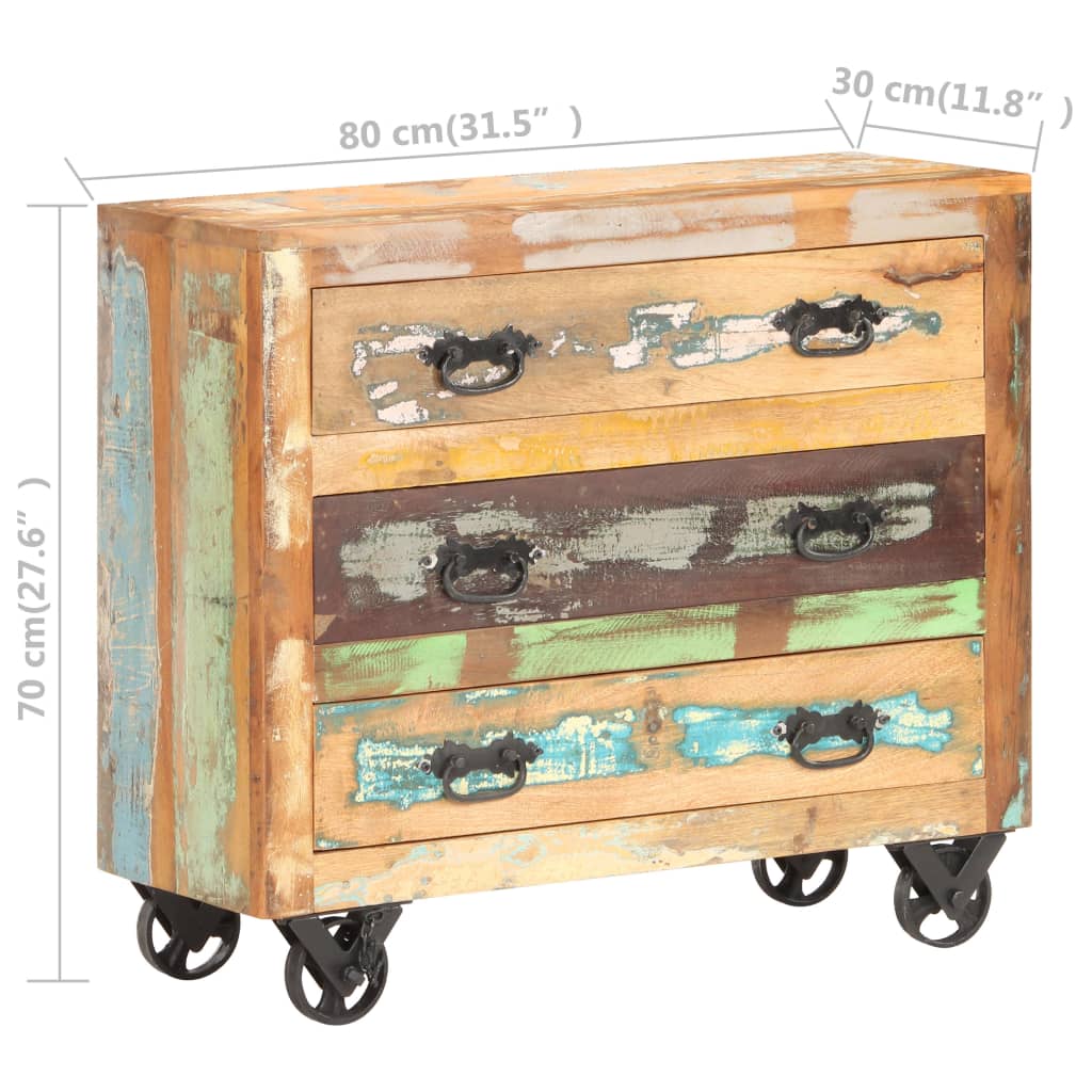 Sideboard 80 x 30 x 70 cm Recyceltes Massivholz