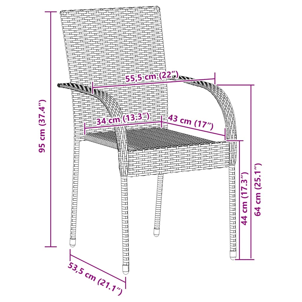 Gartenstühle Stapelbar 6 Stk. Grau Poly Rattan