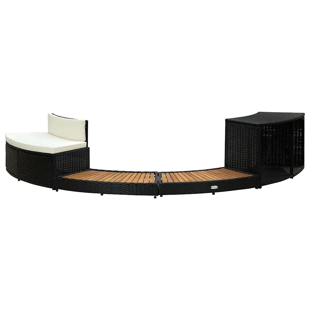 Whirlpool-Umrandung aus Polyrattan und Akazienholz