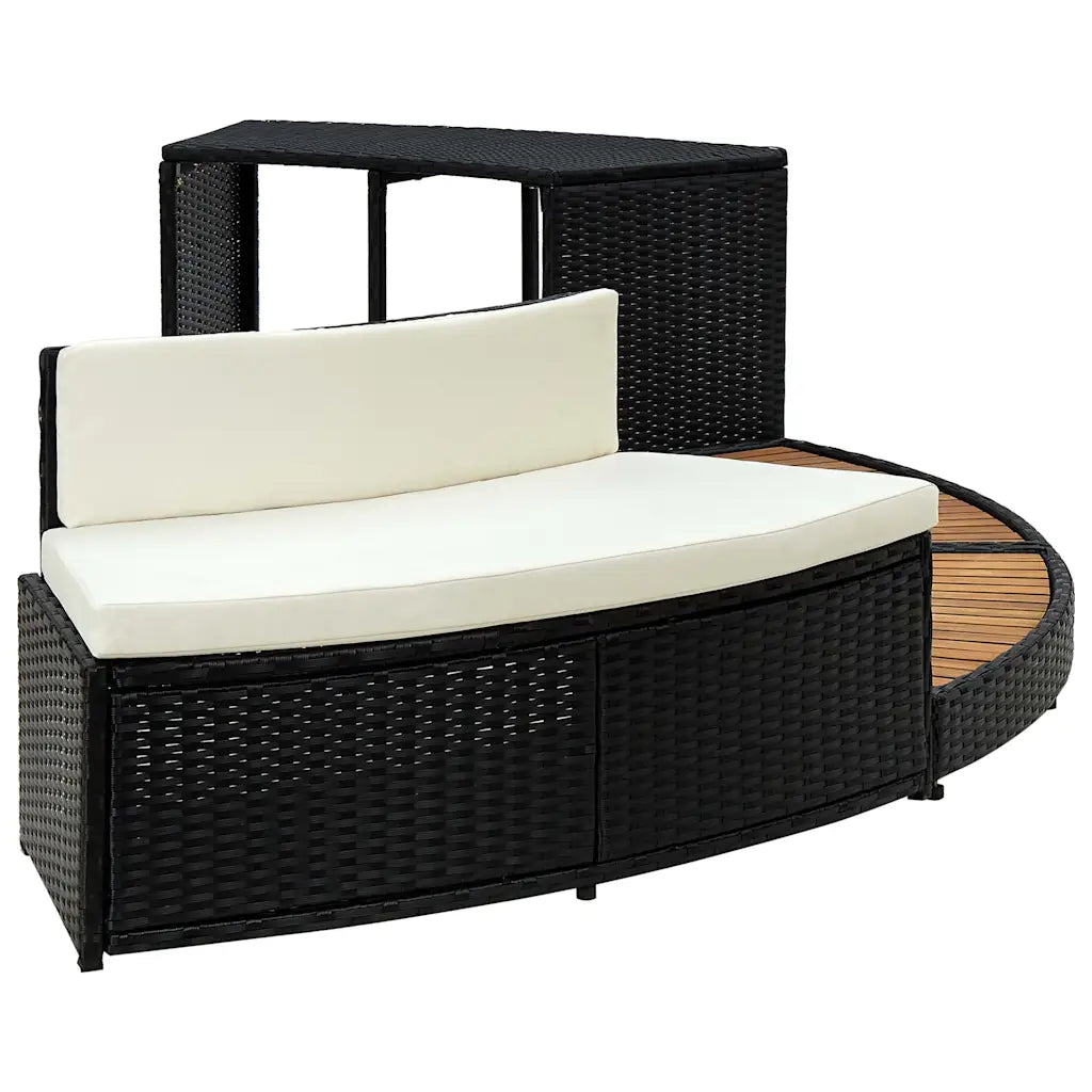 Whirlpool-Umrandung aus Polyrattan und Akazienholz