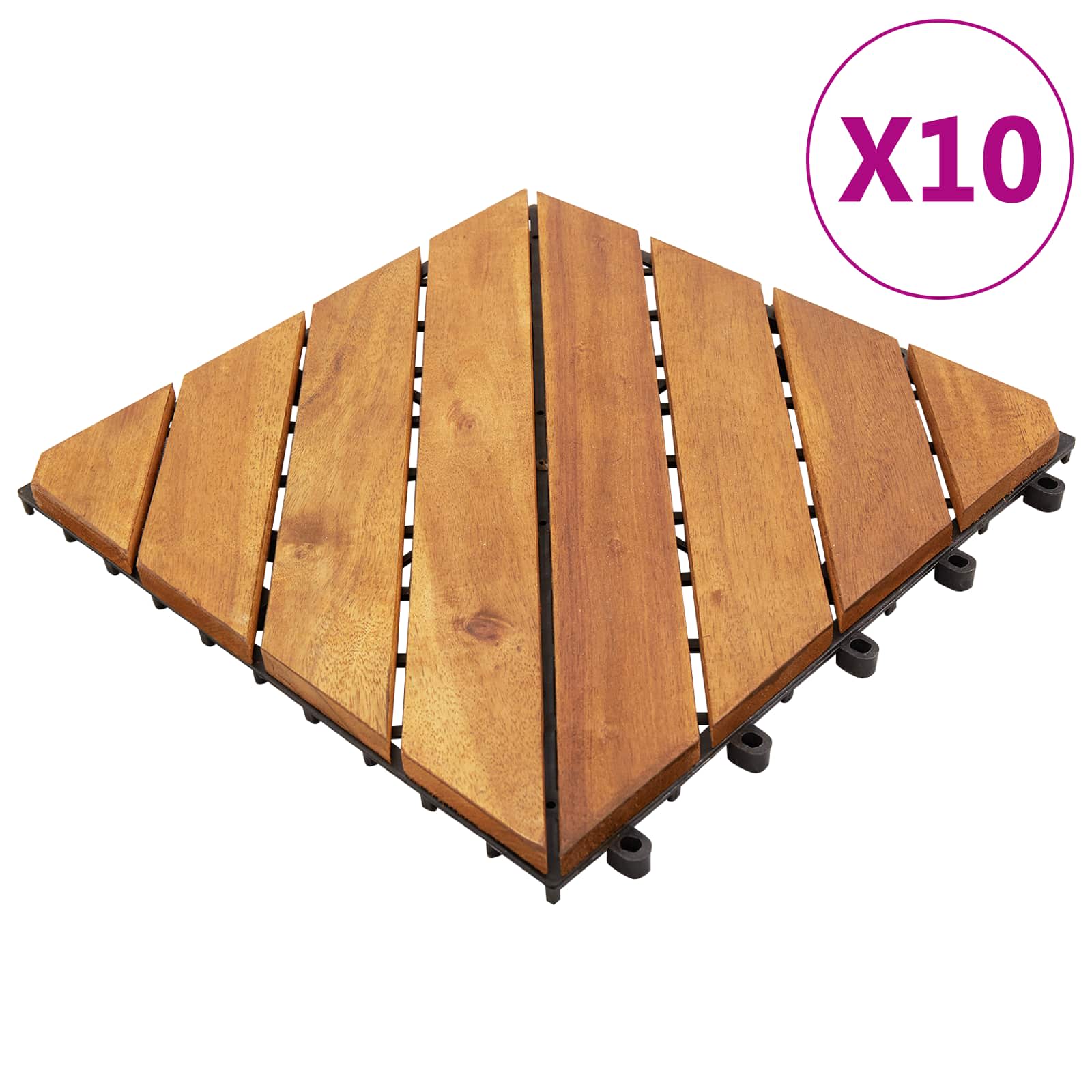 Terrassenfliese 10 pcs Braun 30 x 30 cm Akazien-Hartholz