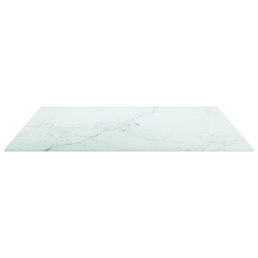 Tischplatte Weiß 70x70 cm 6 mm Hartglas in Marmoroptik