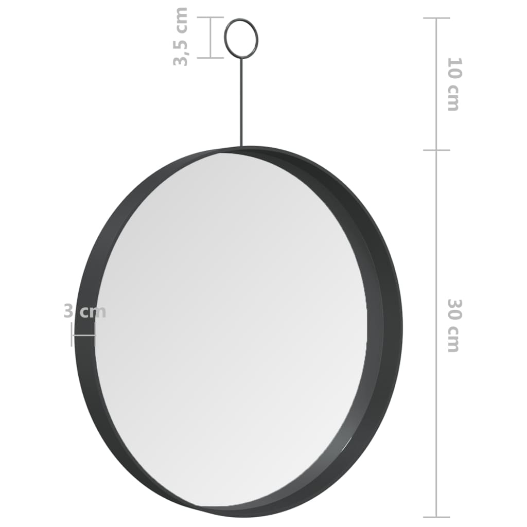 Hängespiegel mit Haken Schwarz 30 cm
