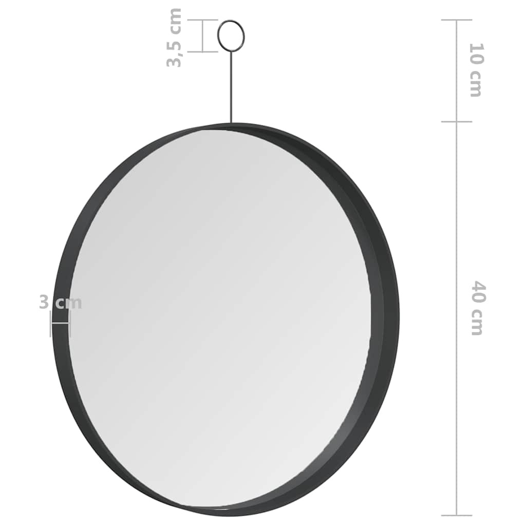 Hängespiegel mit Haken Schwarz 40 cm