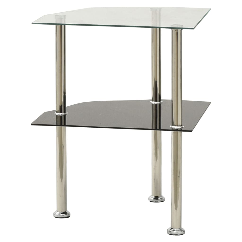 Beistelltisch mit 2 Ablagen Transparent 38x38x50 cm Hartglas
