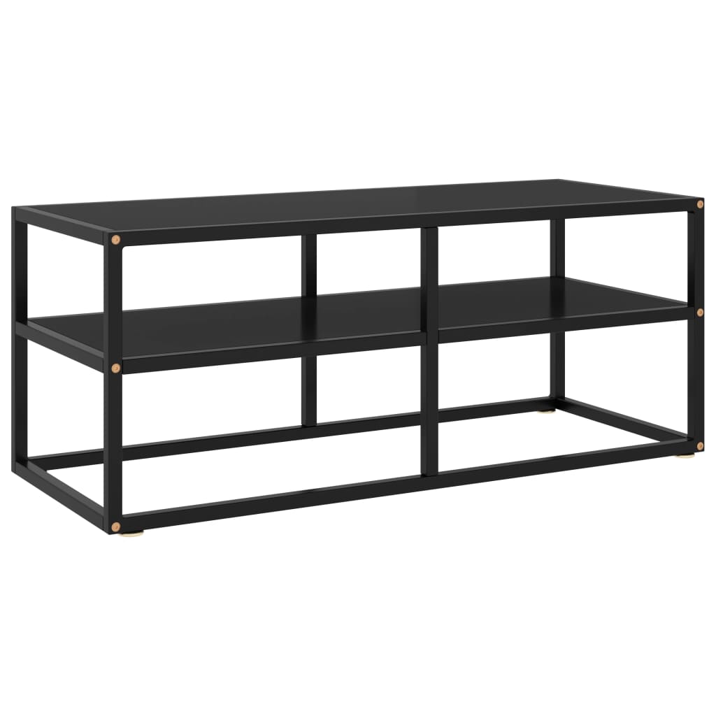 TV-Schrank Schwarz mit Schwarzem Hartglas 100x40x40 cm