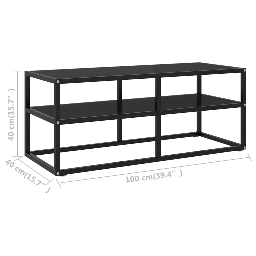 TV-Schrank Schwarz mit Schwarzem Hartglas 100x40x40 cm