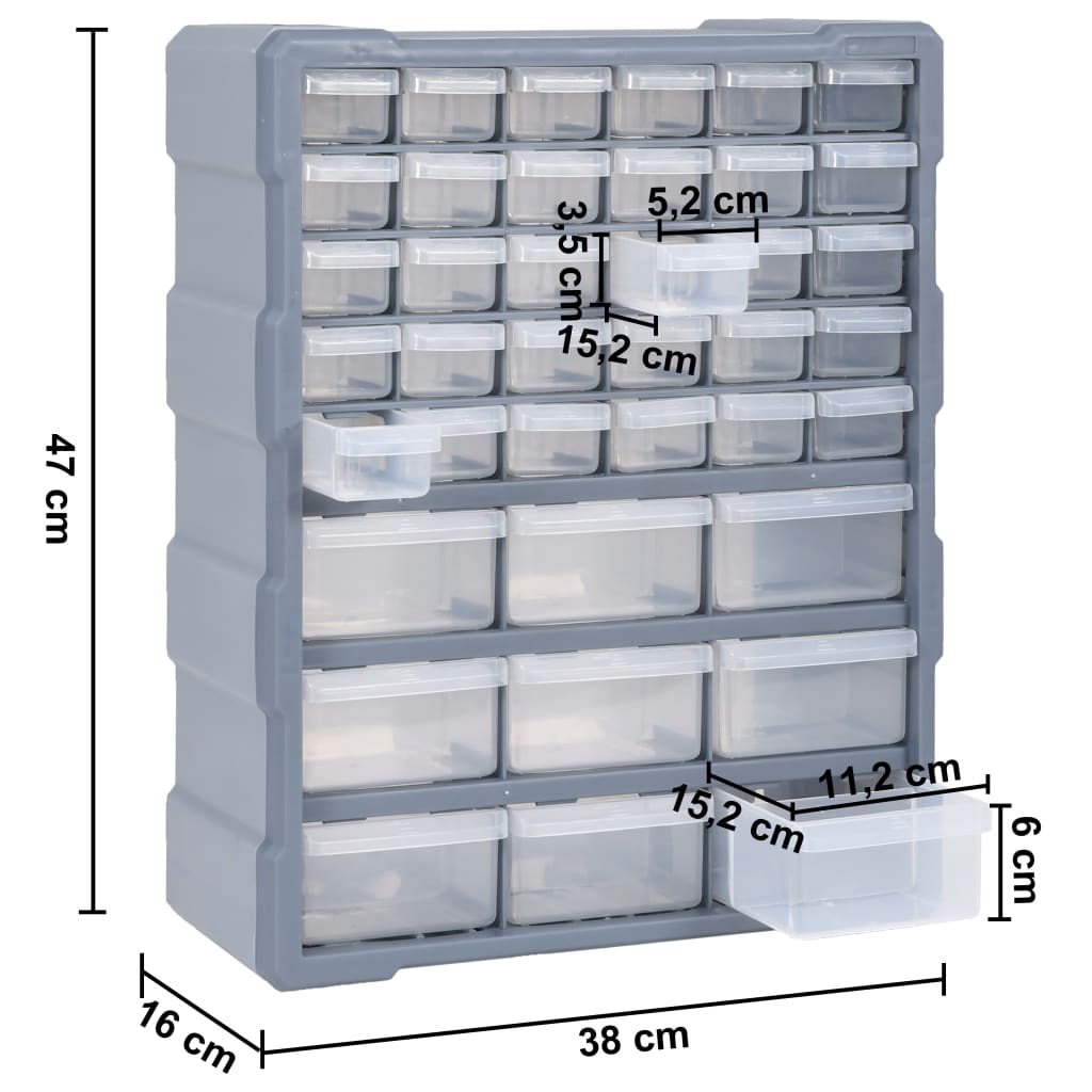Multi-Schubladen-Organizer mit 39 Schubladen 38x16x47 cm