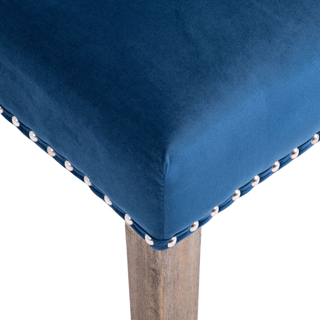 Esszimmerstühle 4 Stk. Blau Samt