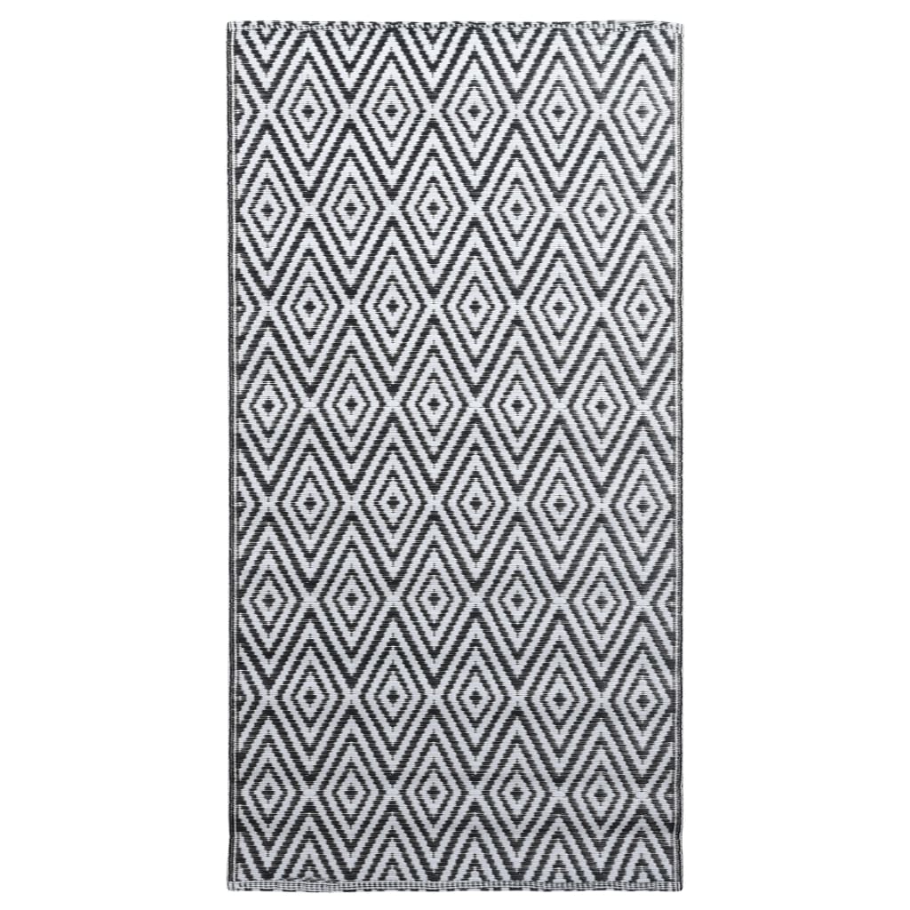 Outdoor-Teppich ARAKIL Weiß und Schwarz 120x180 cm PP