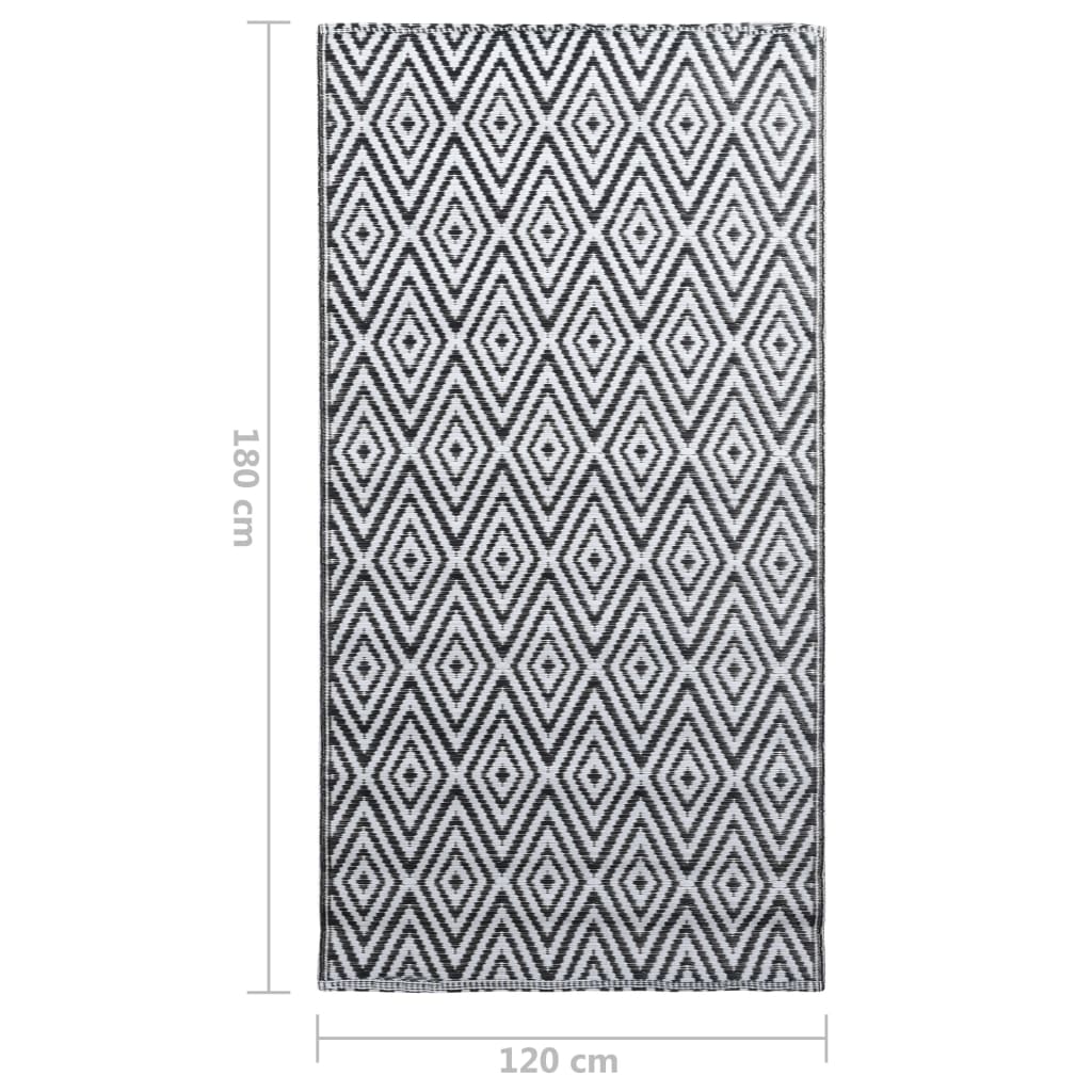 Outdoor-Teppich ARAKIL Weiß und Schwarz 120x180 cm PP