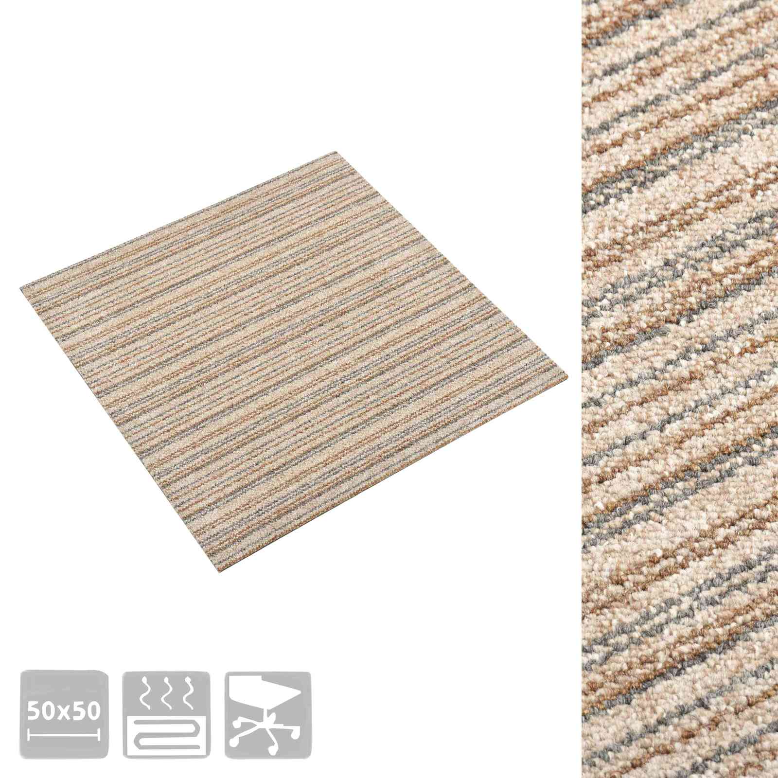 Teppich 20 pcs Gestreiftes Beige 50 x 50 cm 100% Polypropylen