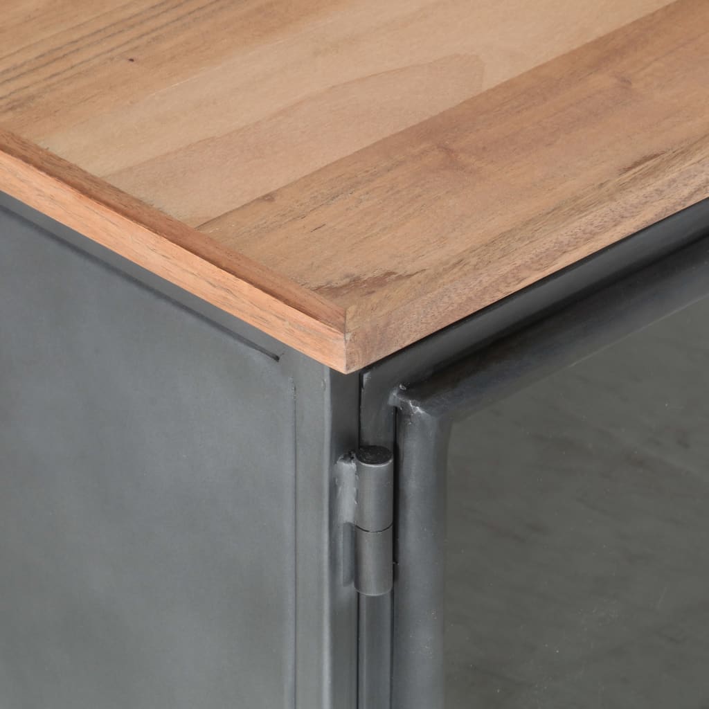 TV-Schrank Grau 120x30x40 cm Massivholz Akazie und Stahl