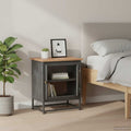 Nachttisch Grau 40x30x50 cm Massivholz Akazie