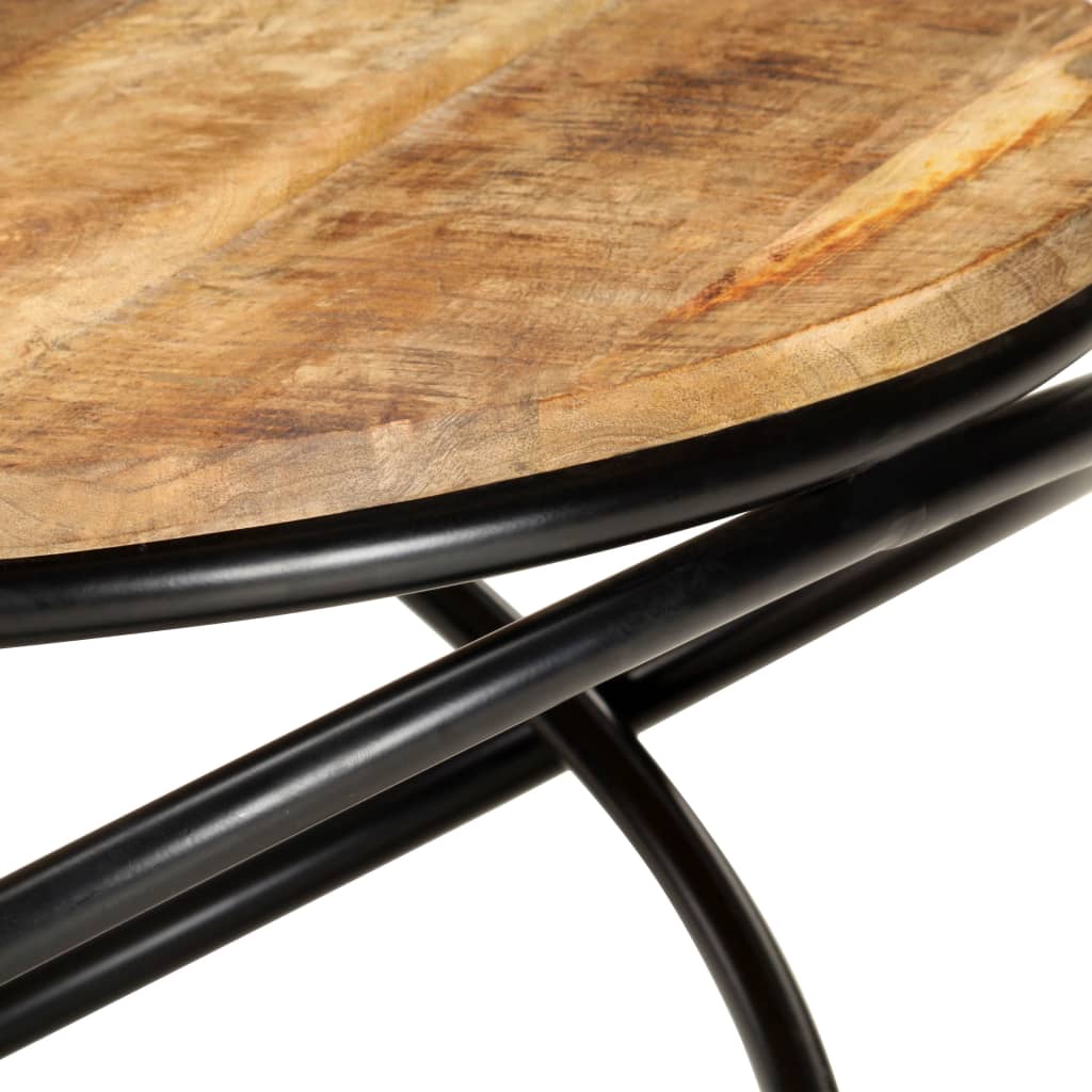 Couchtisch Schwarz 60x60x40 cm Raues Mango-Massivholz
