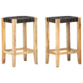 Barhocker 2 Stk. Schwarz Echtleder 75 cm