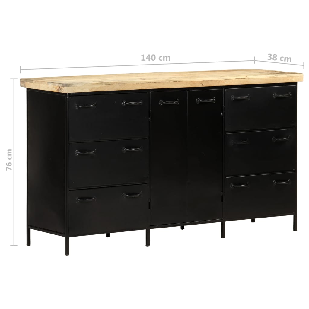 Sideboard 140x38x76 cm Raues Mangoholz