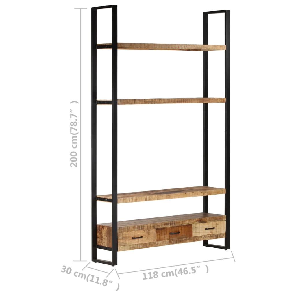Bücherregal 118x30x200 cm Massivholz Mango