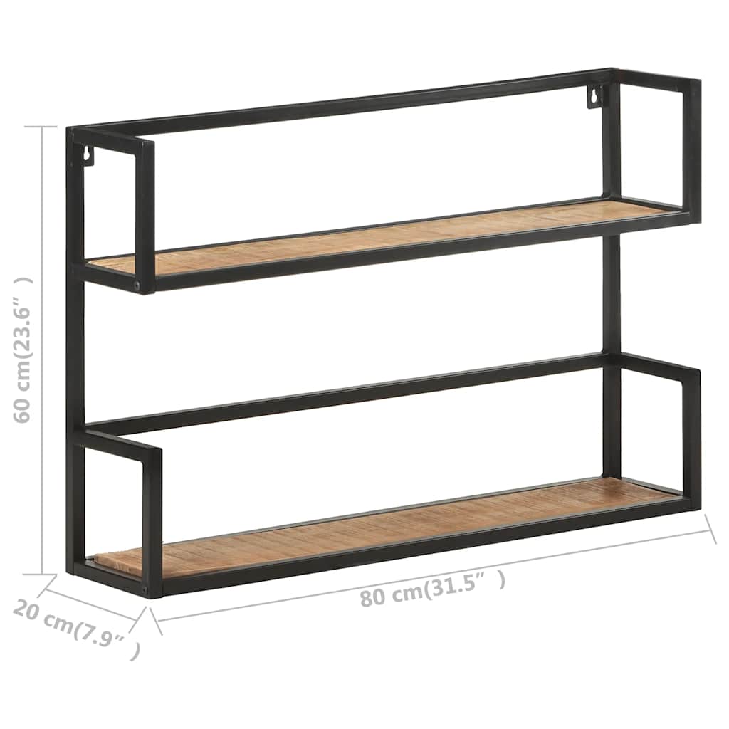 Wandregal 80x20x60 cm Raues Mangoholz