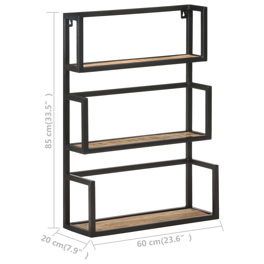 Wandregal 60x20x85 cm Raues Mangoholz