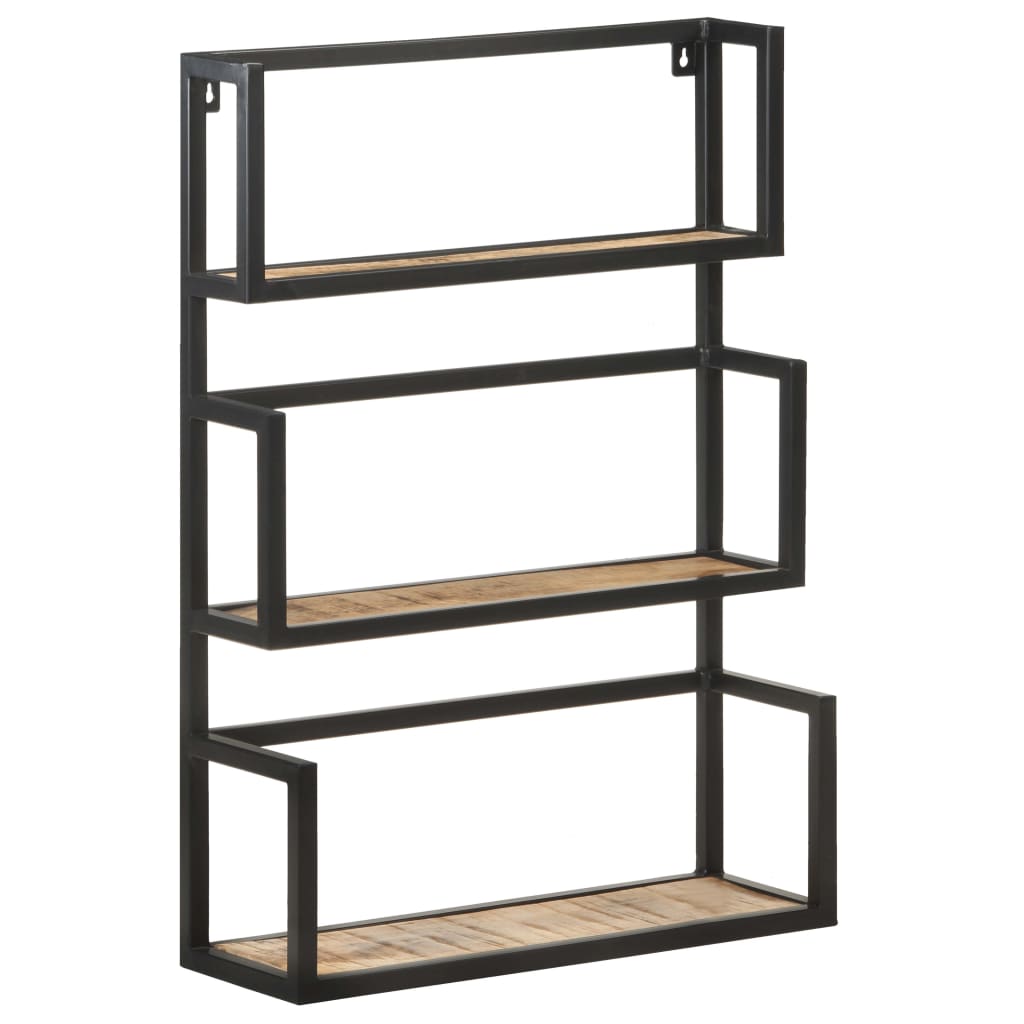 Wandregal 60x20x85 cm Raues Mangoholz