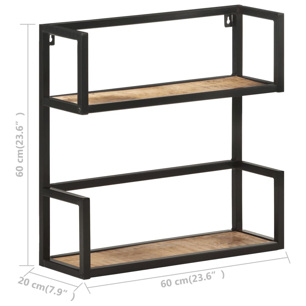 Wandregal 60x20x60 cm Raues Mangoholz