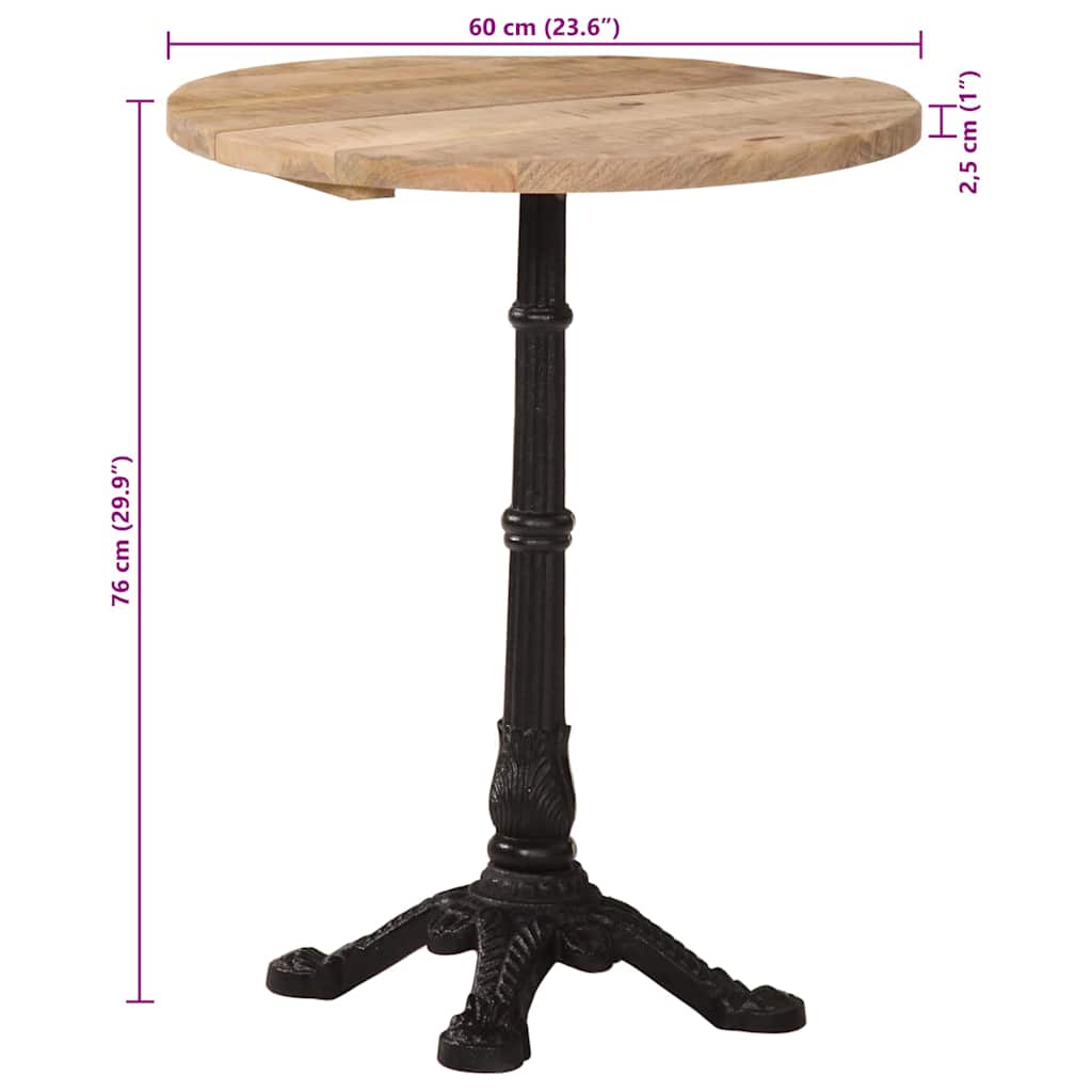 Bistrotisch Ø60x76 cm Raues Mangoholz
