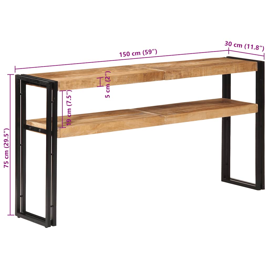 Konsolentisch 150x30x75 cm Raues Mangoholz