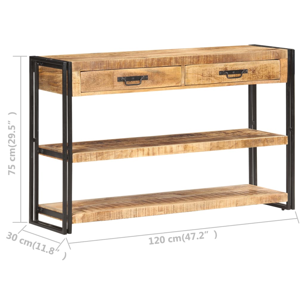 Sideboard 120x30x75 cm Raues Mango-Massivholz
