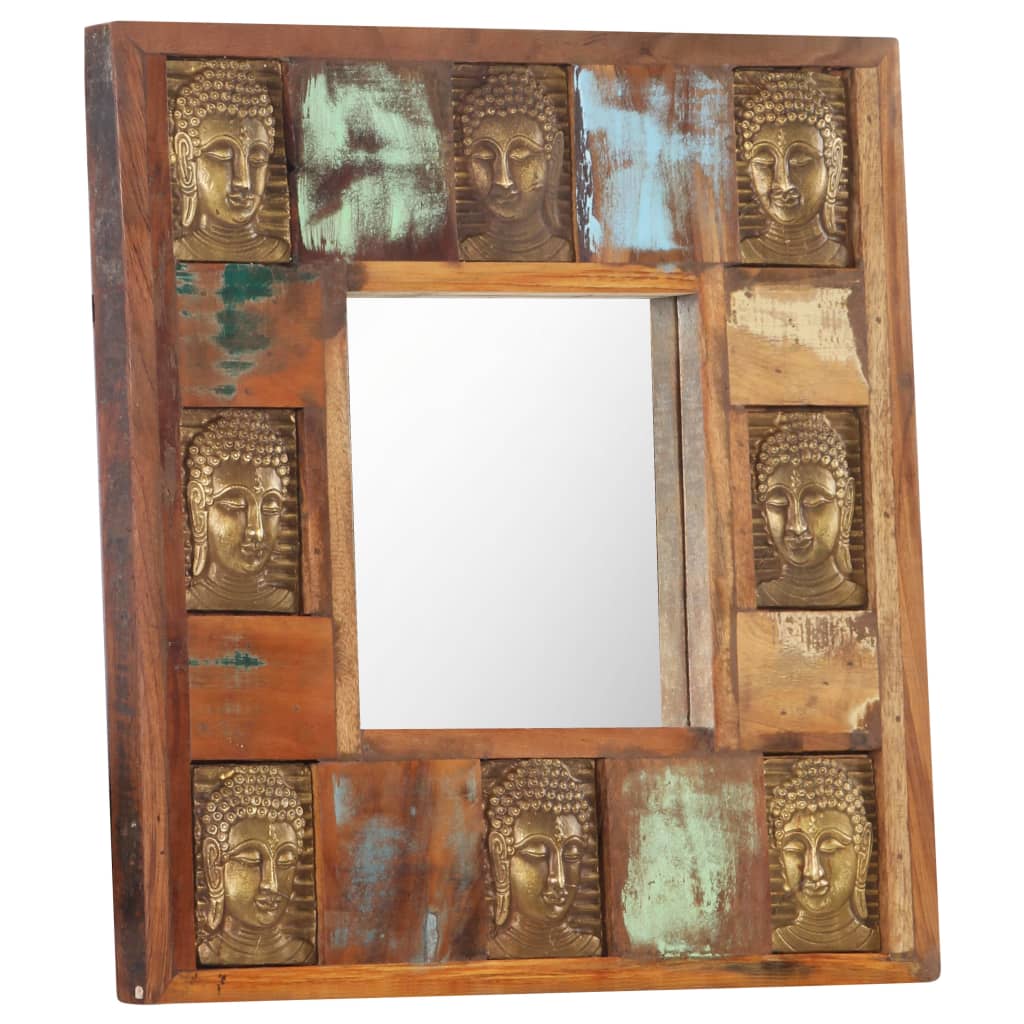 Spiegel mit Buddha-Verzierung 50x50 cm Recyceltes Massivholz