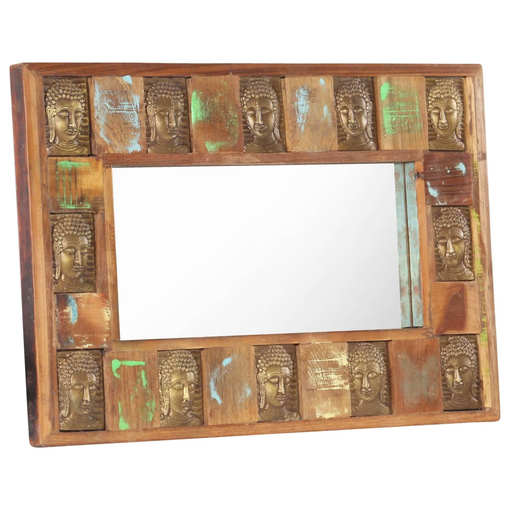 Spiegel mit Buddha-Verzierung 80x50 cm Recyceltes Massivholz