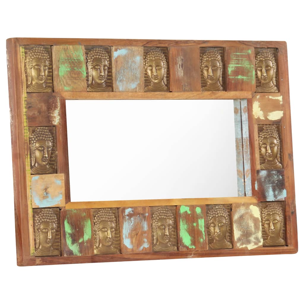 Spiegel mit Buddha-Verzierung 80x50 cm Recyceltes Massivholz