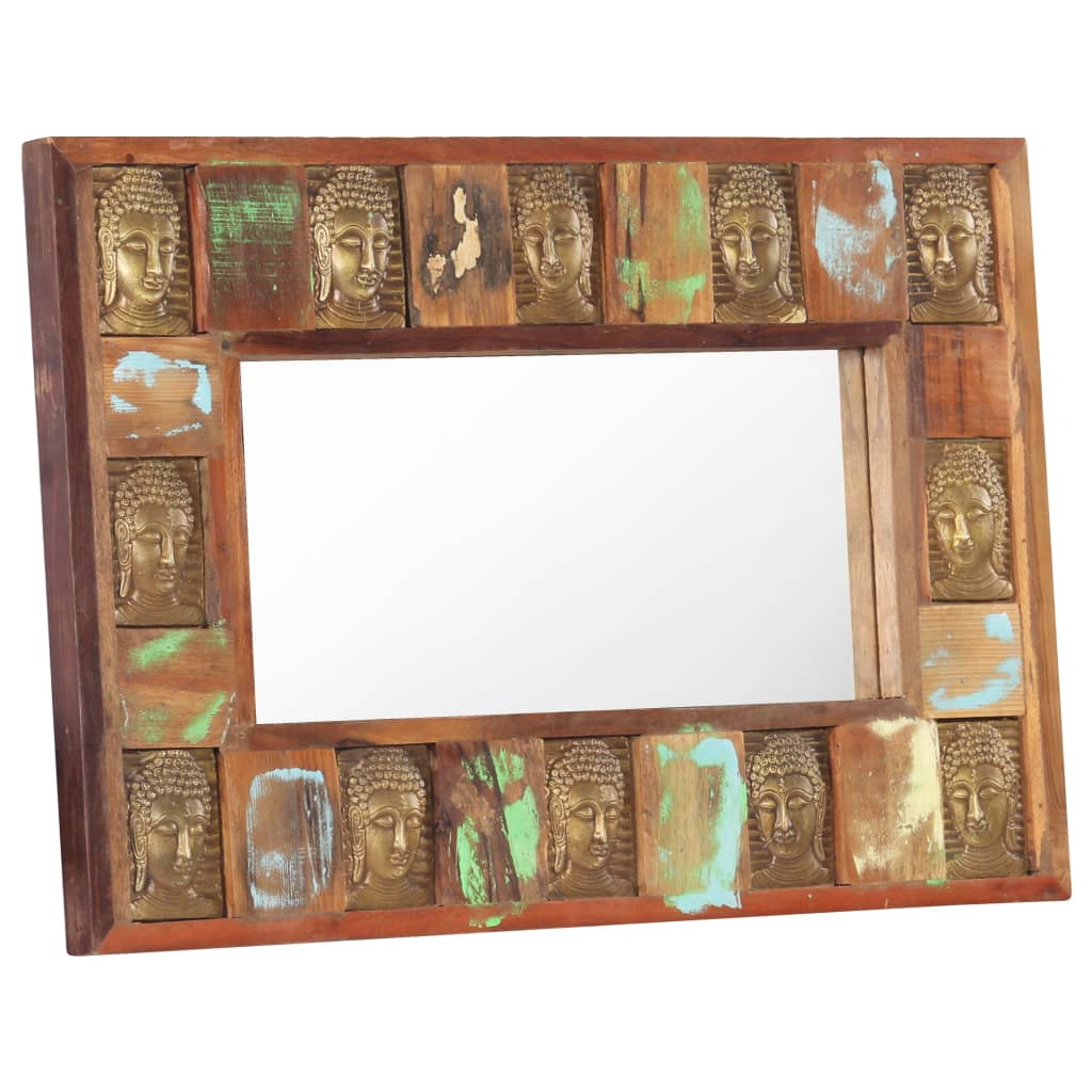 Spiegel mit Buddha-Verzierung 80x50 cm Recyceltes Massivholz