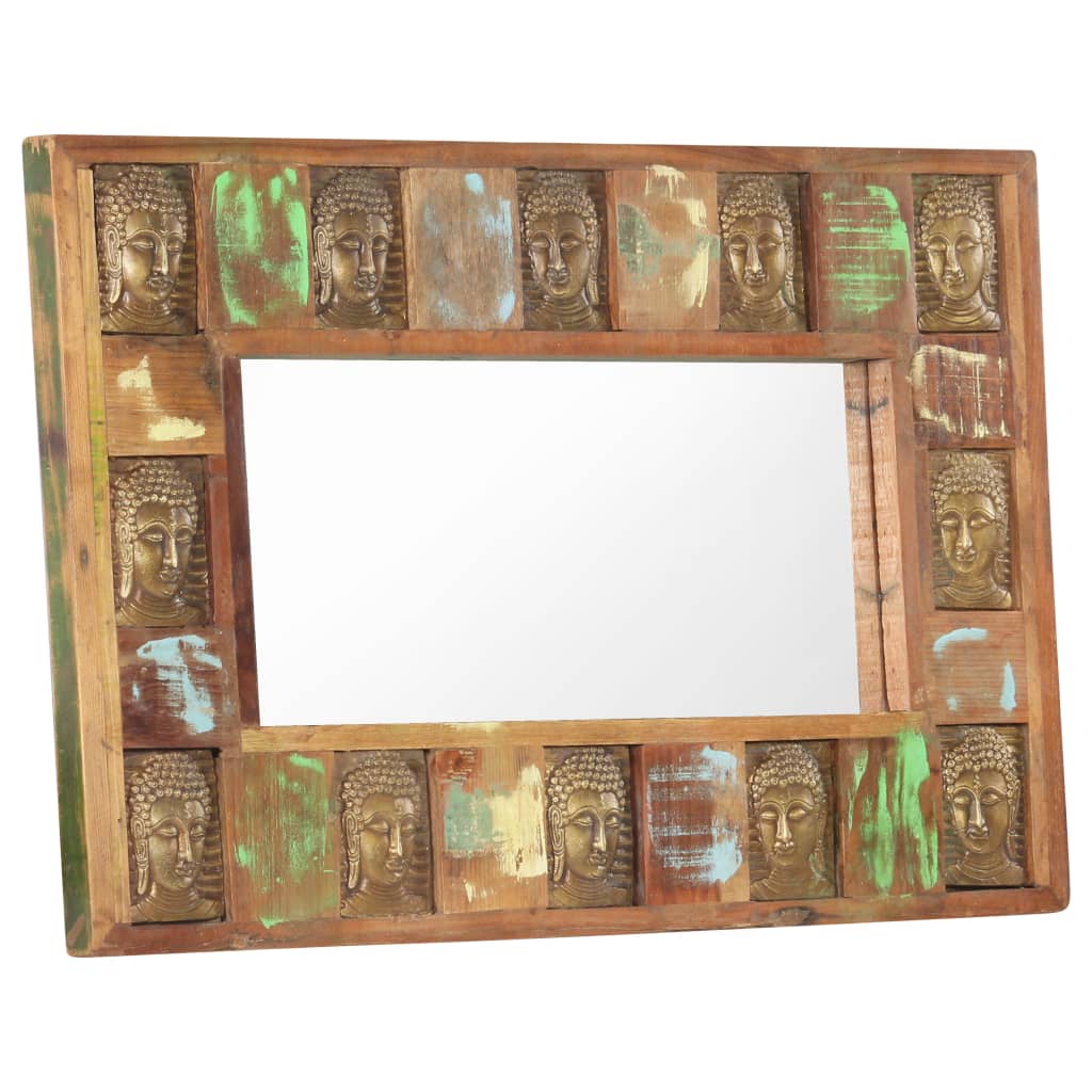Spiegel mit Buddha-Verzierung 80x50 cm Recyceltes Massivholz