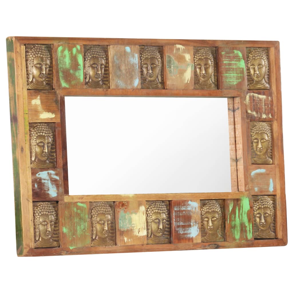 Spiegel mit Buddha-Verzierung 80x50 cm Recyceltes Massivholz