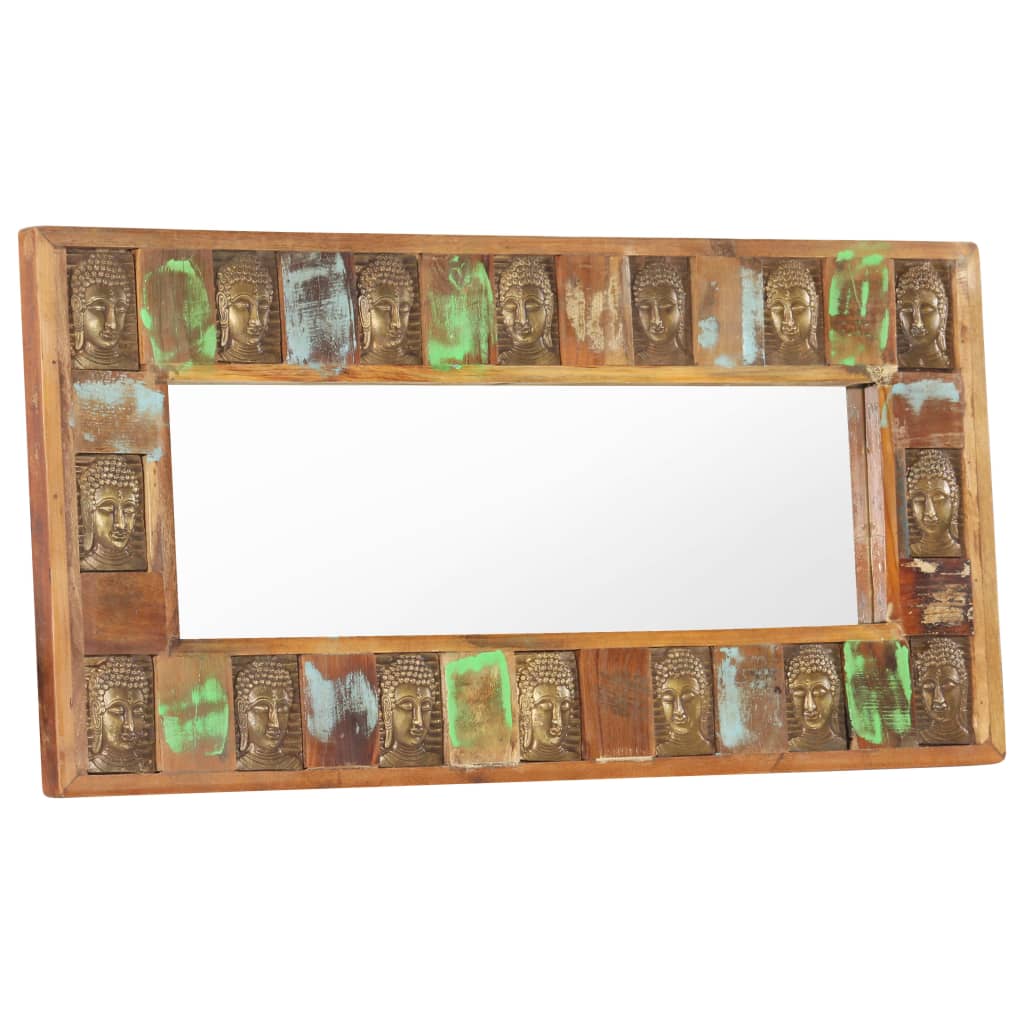 Spiegel mit Buddha-Verzierung 110x50 cm Recyceltes Massivholz