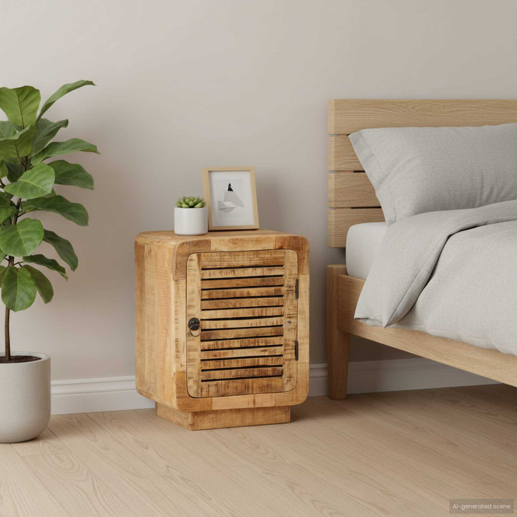 Nachttisch 40x30x50 cm Raues Mangoholz