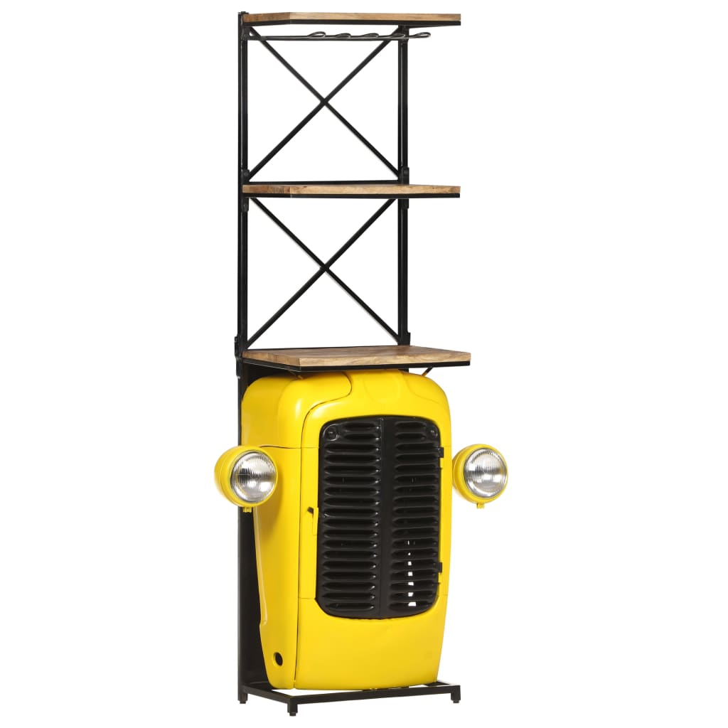 Traktor-Weinschrank Gelb 49x31x172 cm Mango Massivholz