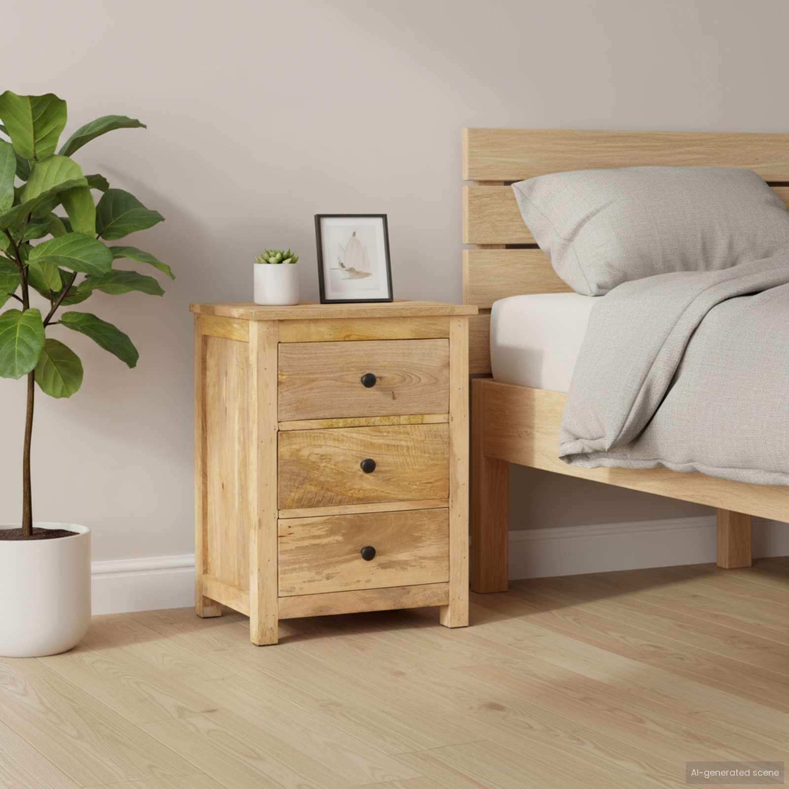 Nachttisch 45x35x60 cm Massivholz Mango
