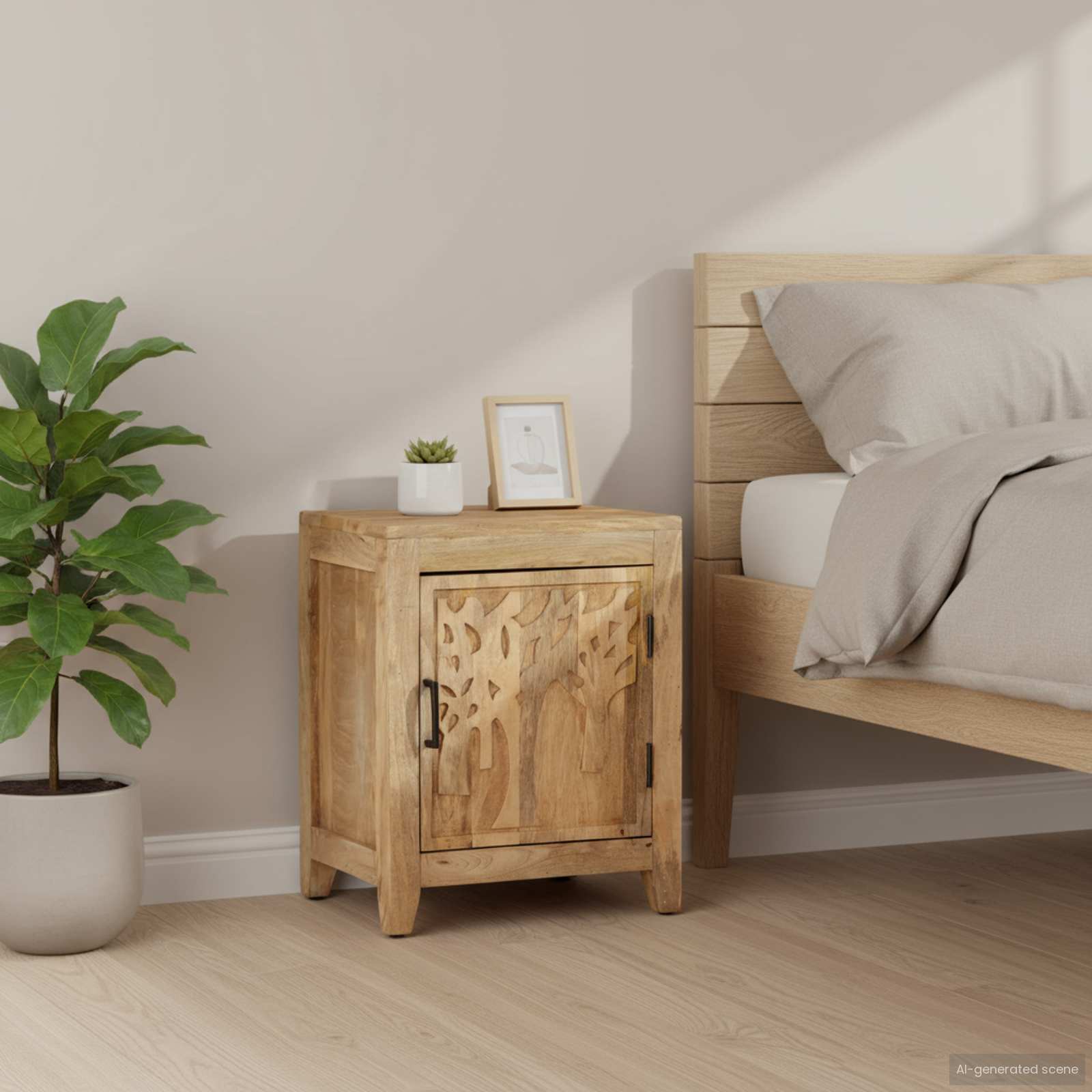 Nachttisch 40x30x50 cm Massivholz Mango