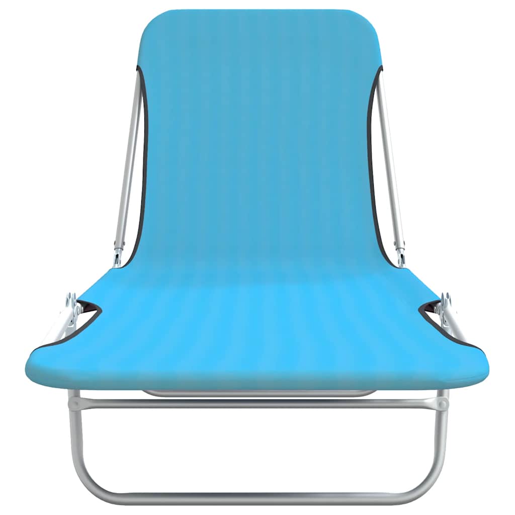 Klappbare Sonnenliegen 2 Stk. Stahl und Stoff Blau