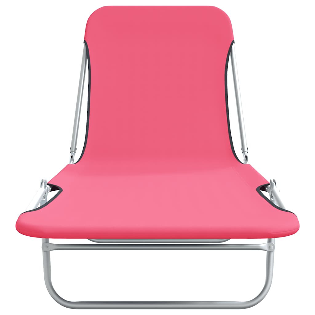 Klappbare Sonnenliegen 2 Stk. Stahl und Stoff Rosa