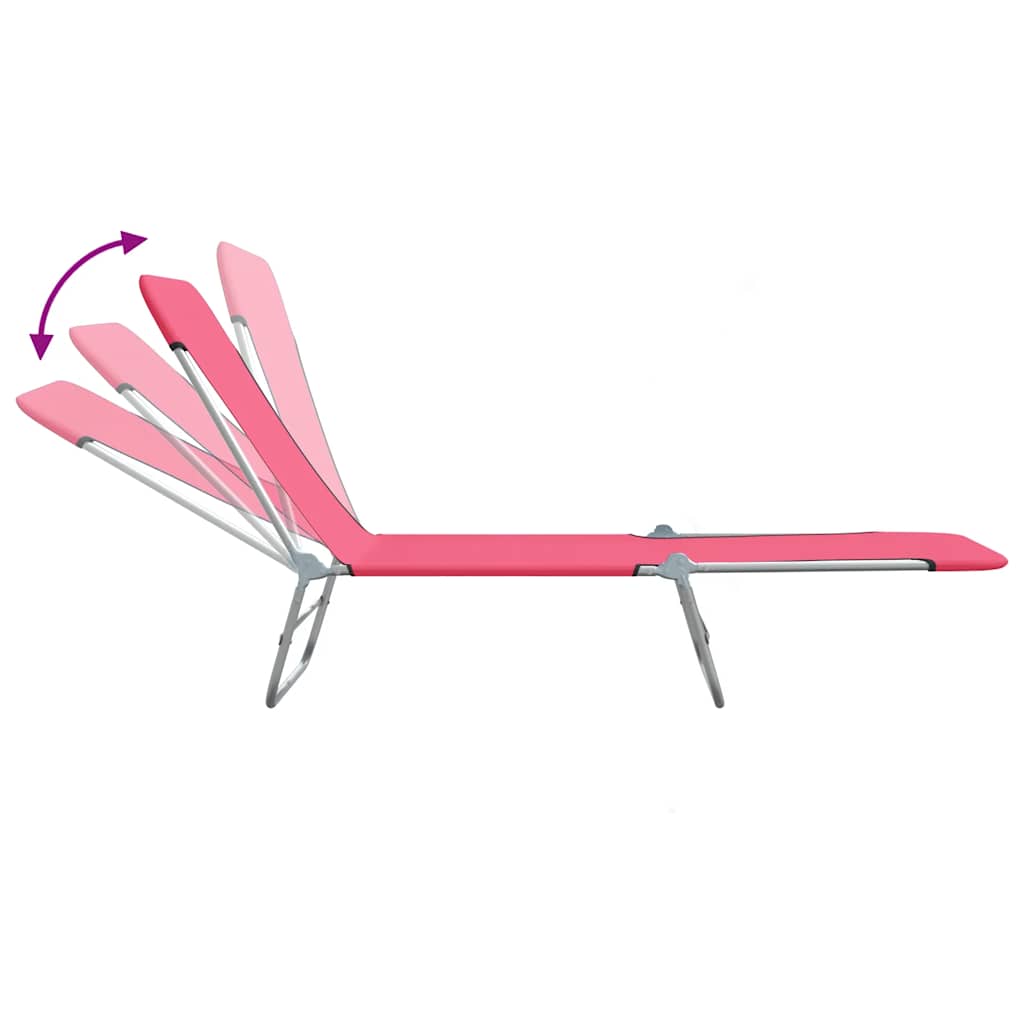 Klappbare Sonnenliegen 2 Stk. Stahl und Stoff Rosa