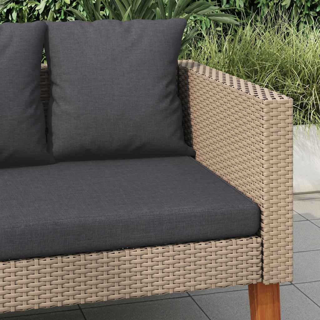 3-Sitzer-Gartensofa mit Auflagen Poly Rattan Beige