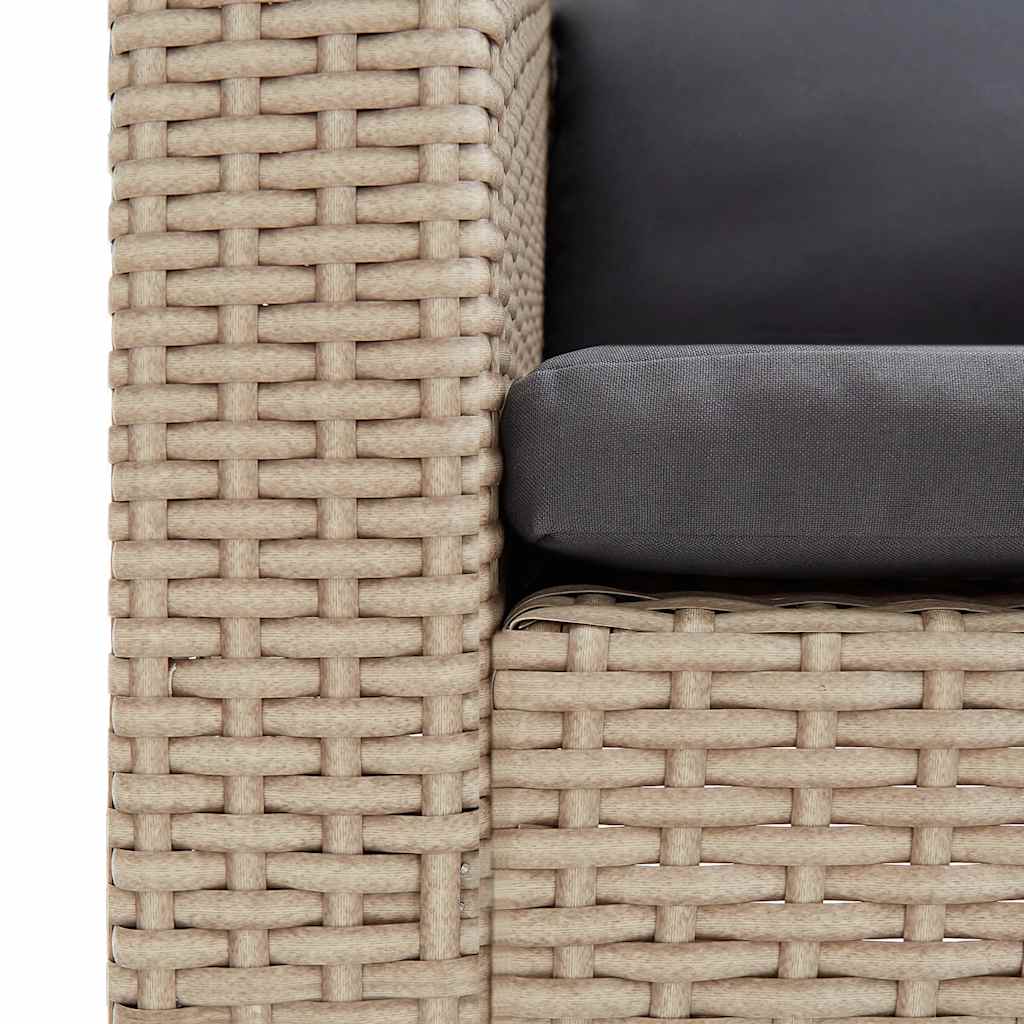 3-Sitzer-Gartensofa mit Auflagen Poly Rattan Beige