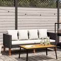 2-Sitzer-Gartensofa mit Auflagen Poly Rattan Schwarz