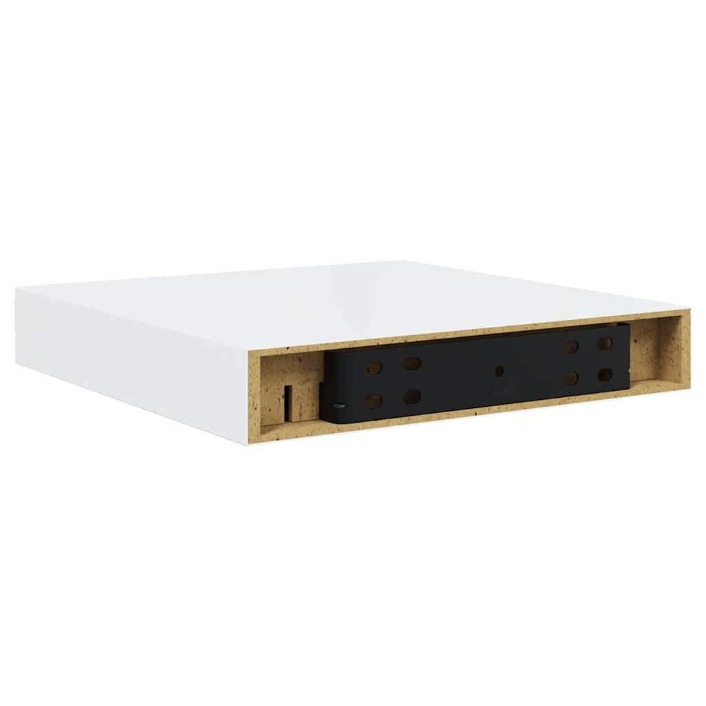 Schweberegale 2 Stk. Hochglanz-Weiß 23x23,5x3,8 cm MDF