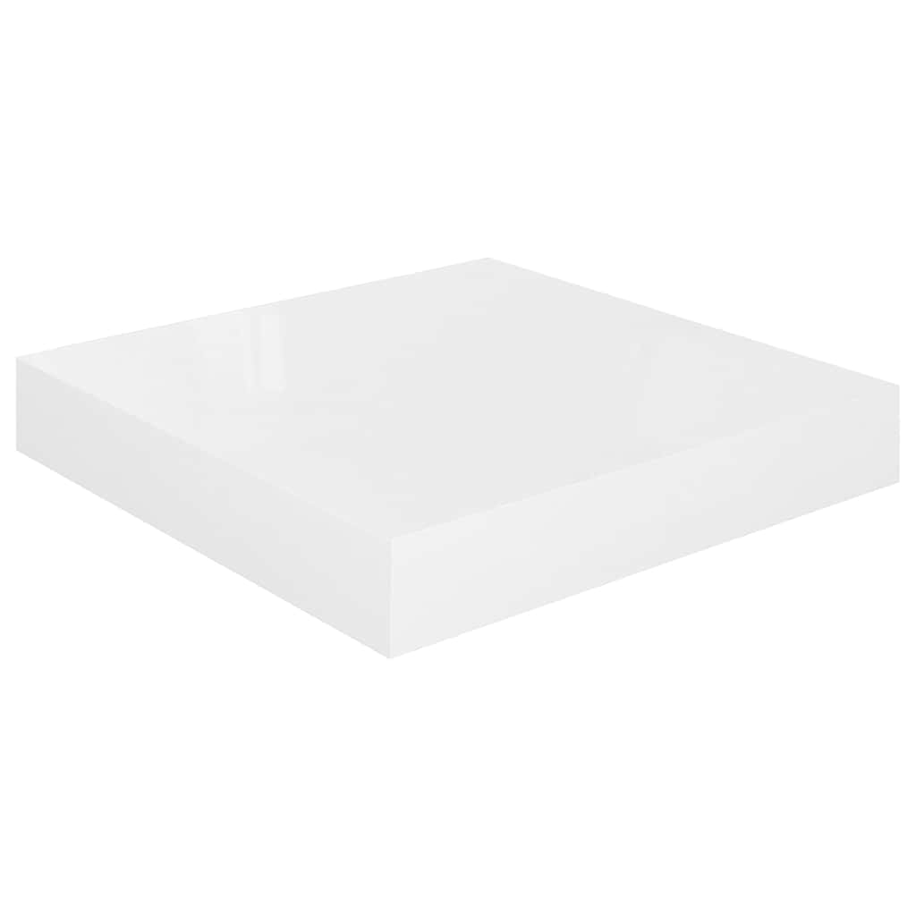 Schweberegale 4 Stk. Hochglanz-Weiß 23x23,5x3,8 cm MDF