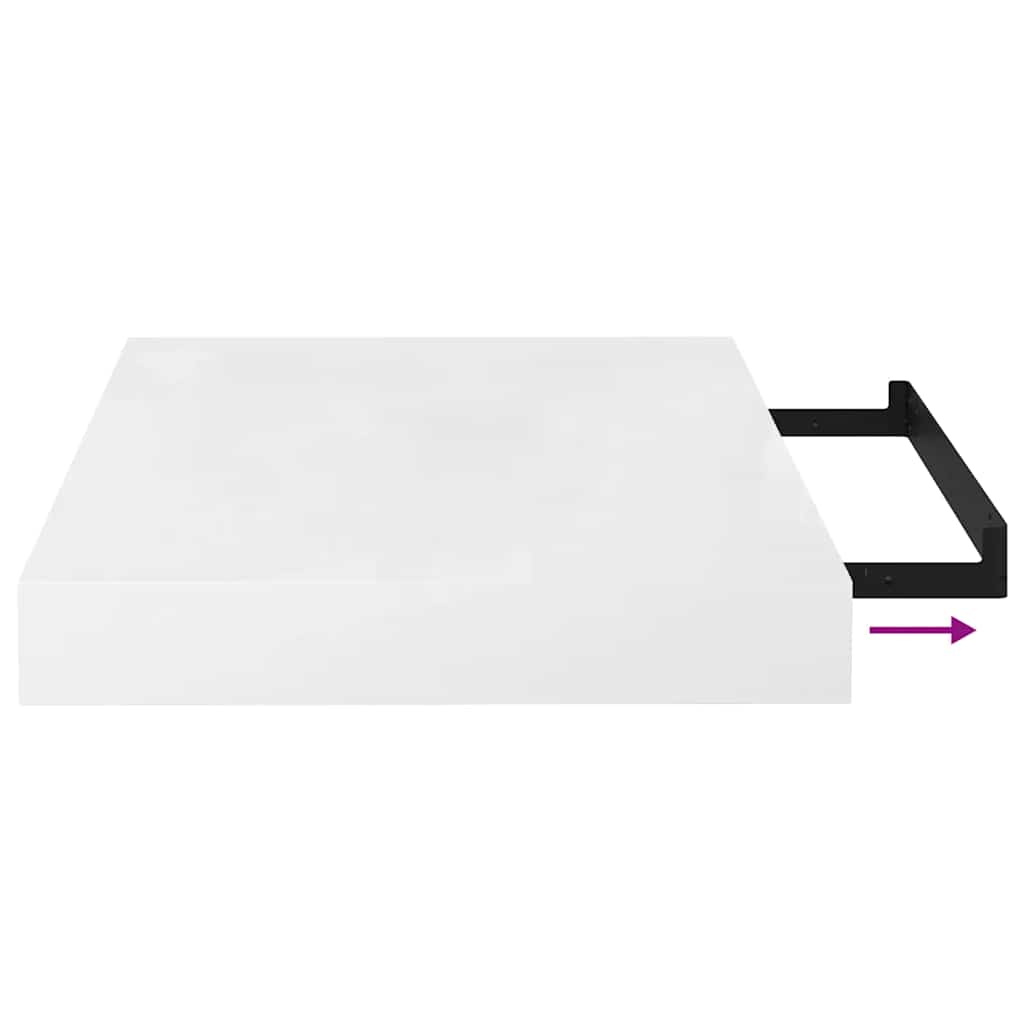 Schweberegale 4 Stk. Hochglanz-Weiß 23x23,5x3,8 cm MDF